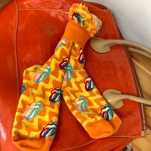 Happy socks! pop orange and yellow Rolling Stones socks: FREE w/ purchase!